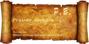 Preiner Borbála névjegykártya
